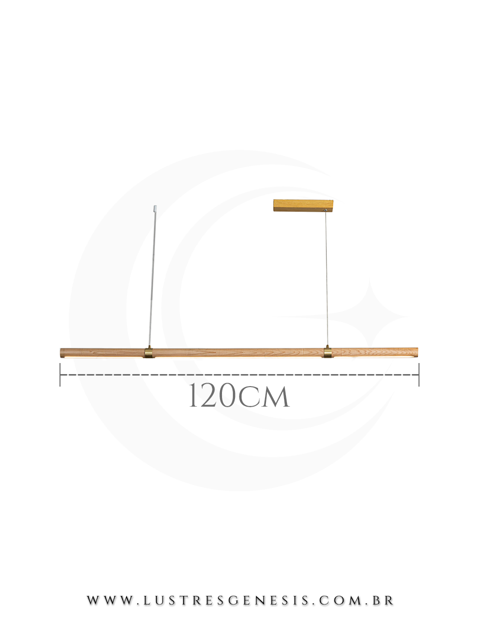 Lumin&aacute;ria Pendente Linear Madeira 120cm Retangular para Sala de Jantar e &Aacute;rea Gourmet 